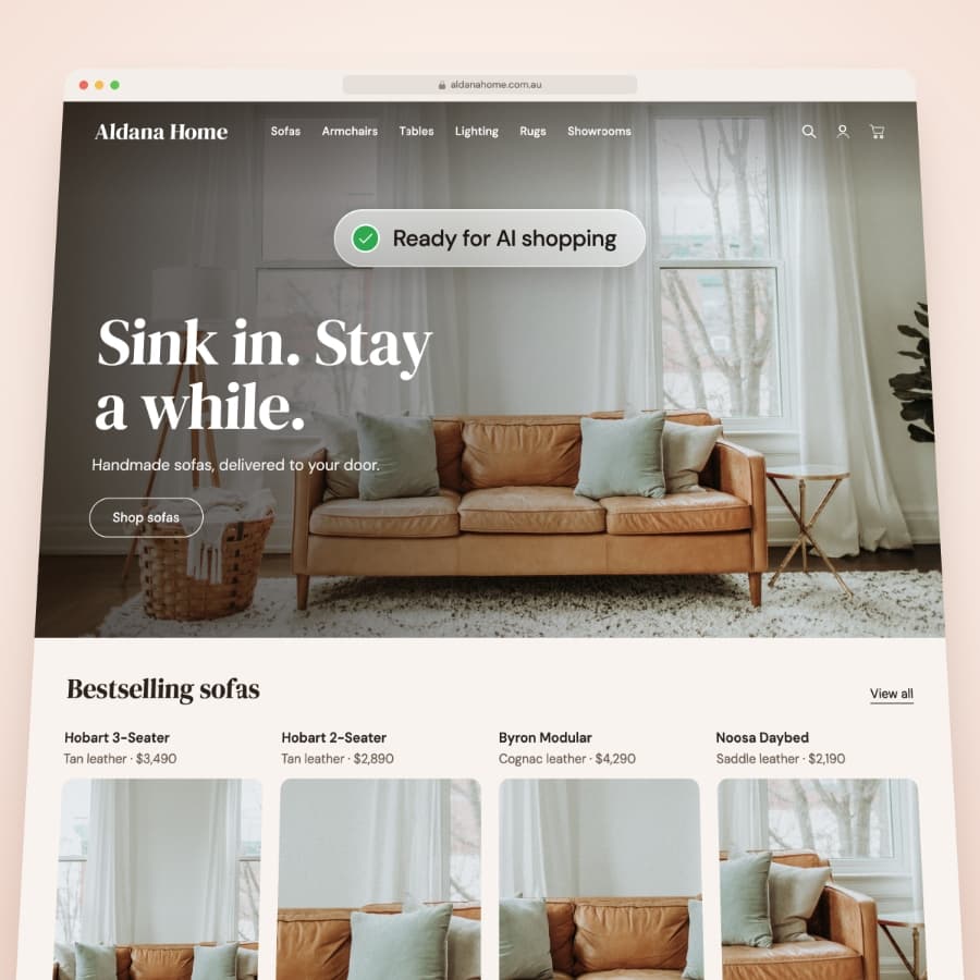 Adobe Commerce runs storefronts that are built to scale and ready for AI shopping assistants.