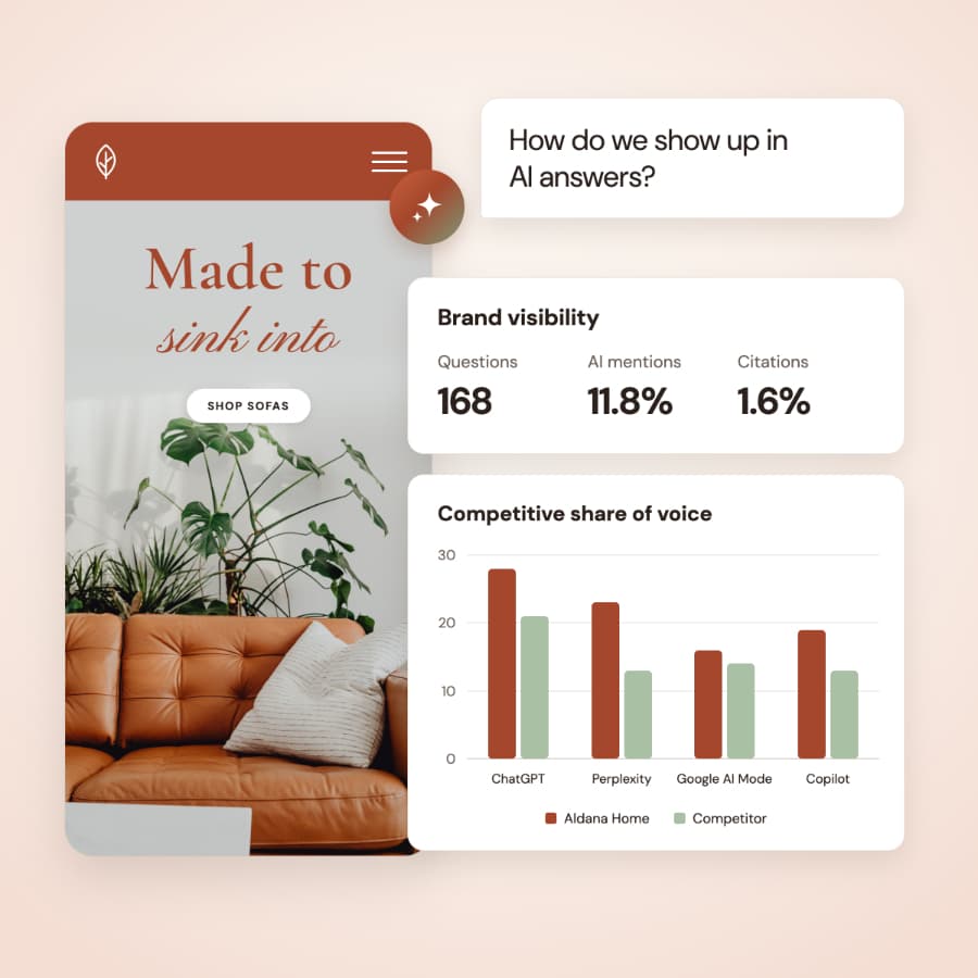 Adobe Brand Visibility shows how AI assistants talk about your brand against competitors, and where to improve.